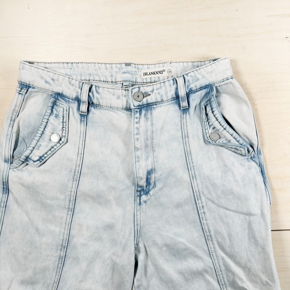 Blank NYC Womens Wide Leg Cargo Jeans Size 29 Light Wash High Rise Baggy Skater‎ - Picture 7 of 12